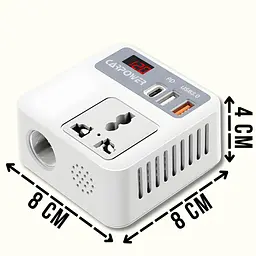 Автомобільний перетворювач напруги з 12 на 220 В Carinverter JX03 з USB, Type-C і дисплеєм, інвертр від прикурювача - мініатюра 5