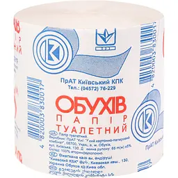 Туалетний папір Обухів 1-шаровий сірий 95 аркушів 65 метрів 8 шт.