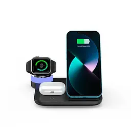 Зарядка Qi 4in1 wireless charger RGB X499 Phone/Watch/Earphones 15W Max біла - мініатюра 3