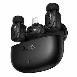 Петличний бездротовий мікрофон Hoco L19 Graceful dual-mic 2in1 (Lightning/Type-C) Black - мініатюра 3