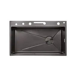 Кухонна мийка Kroner KRP Schwarze - SET7546ARTHM PVD (3.0/0.8 мм) CV033375, Чорний - мініатюра 3