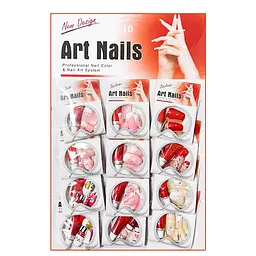 Нігті накладні кольорові з малюнком та камінчиками упаковка 12 шт. Art Nails №10