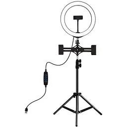 Кільцева USB LED лампа Puluz PKT3053B 10+ штатив 1.1 м
