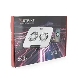 Підставка під ноутбук XSTRIKE XS-22, 10-17", 2*140mm 1200±10% RPM, корпус пластик+алюміній, 2xUSB 2.0, 357x262x30mm, RGB, Box Q20 - мініатюра 2