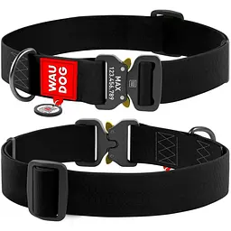 Нашийник для собак Waudog Waterproof, коллартекс, водостійкий, з QR паспортом, 43-70х4 см, чорний - мініатюра 3
