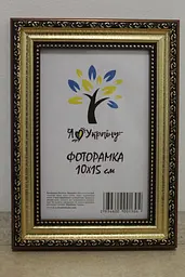 Фоторамка 10х15, золото-коричнева із золотим обрамленням, 333-х811-10, Скло + Картон