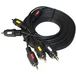Кабель-перехідник звуковий Atcom 3xRCA M - 3xRCA M 3 м чорний (10712)