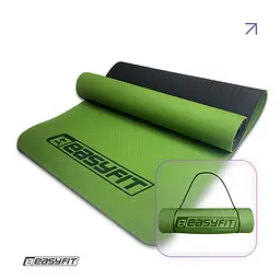 Килимок для йоги та фітнесу EasyFit TPE+TC 6мм двошаровий зелений-чорний (EF-1924-GNBK) - мініатюра 1