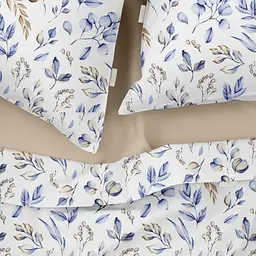 Комплект постільної білизни Cosas євро з простирадлом на резинці STEPPE FLOWERS CS1 200 x 220 см (FoliageBeigeBlue_El-12Magnolia_200) - мініатюра 3