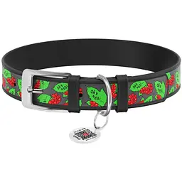 Нашийник для собак Waudog Design Калина, шкіряний, з QR паспортом, XL, 46-60х3, 5 см, білий