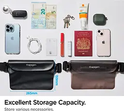 Комплект сумок поясних Spigen A620 Universal водонепроникних 2 шт. чорна/прозора [84028] - мініатюра 6