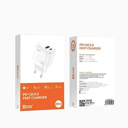 Зарядний пристрій Biva HC-57 25W PD+QC3.0 Fast Charger USB+Type-C White - мініатюра 2