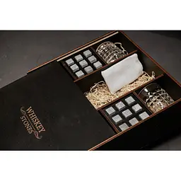 Подарунковий набір Whiskey Stones камені для віскі в дерев'яному пеналі №8 + 4 склянки Bohemia Diamond + щипці + мішечок - мініатюра 3