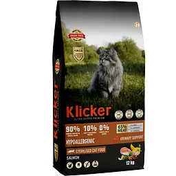 Сухий корм для котів Hermos Klicker Холістик беззерновий для стерилізованих з лососем 12 кг