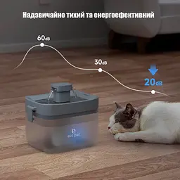 Фонтан для кота ELS PET 1,5 л з LED підсвіткою та фільтром, Прозорий - мініатюра 8