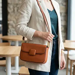 Модна сумка з жорстким каркасом з натуральної шкіри Vintage 22390 коричнева - мініатюра 2