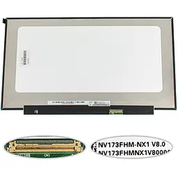 Матриця 17.3" NV173FHM-NX1 1920х1080, 40pineDP, IPS, 120HZ, LED, SLIM без планок та вушок, матова, роз'єм справа внизу для ноутбука