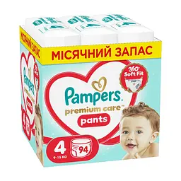 Підгузки Pampers Premium Care Pants Розмір 4 (9-15 кг) 94 шт (8006530320160)