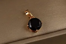 Кулон Xuping Jewelry чорний камінь на чотири кріплення 9 мм золотистий