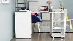 Стіл-тумба трансформер Смарт 4/1 з етажеркою Ferrum-decor 1430x1450x500 Чорний метал ДСП Біле 16 мм (FRD-105123) - мініатюра 7