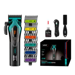 Триммер VGR V-271, 6 насадок, LED-дисплей, 11000 RPM, 2500 mAh, Black/Blue