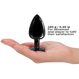 Металева анальна пробка із кристалом Dorcel Diamond Plug Black M - мініатюра 3