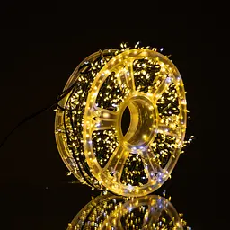 Новорічна гірлянда кімнатна роса Garlando D1500L50MGY 50 м 1500 LED Хвойна лапа зелений дріт Жовте сяйво  - мініатюра 3