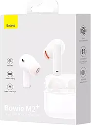 Бездротові навушники Baseus True Wireless Earphones Bowie M2+, BT5.2, 40mAh, 400mAh, 5h, Location, ANC, White NGTW190002 - мініатюра 7