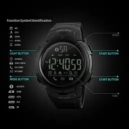 Смарт-годинник Skmei 1301 Bluetooth Чорний (2709111843) - мініатюра 7