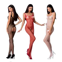 Бодістокінг Passion BS071 white, комбінезон на бретелях - мініатюра 3