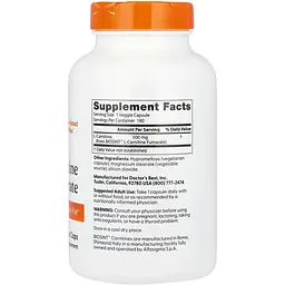 Карнітин Фумарат L-Carnitine Fumarate Doctor's Best 855 мг 180 капсули - мініатюра 2
