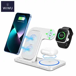 Бездротова зарядна станція WiWU WI-W020 3в1 15W для iPhone, Apple Watch та AirPods - мініатюра 3