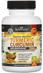 Куркумін із куркуми з BioPerine, 1500 мг, 90 капсул (500 мг у капсулі) BioSchwartz. - мініатюра 3
