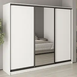 Шафа-купе тридверна MebelStar Уні BG 2ДСП/Дзеркало 250x60x210 см Аляска білий (MBS-7973)