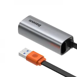 Мультипортовий адаптер USB Хаб Baseus Steel Cannon Series USB A Gigabit LAN Adapter CAHUB-AD0G Dark Grey - мініатюра 5