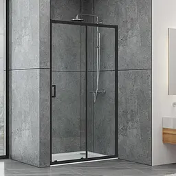 Душові двері Dusel EF185B Black Matt 120x190, Універсальна, прозорий, Черный матовый