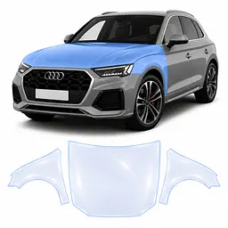 Антигравійна захисна бронеплівка за лекалами для Audi Q5 FY facelift 2021-2024 - капот і передні крила