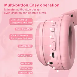 Накладні навушники Onikuma Bluetooth Gaming CAT with LED B90, 800mAh, BT5.0, AUX, 800mAh, 15h, pink - мініатюра 2