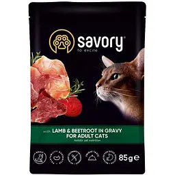Набір вологих кормів Savory 3+1 для дорослих котів, ягня з буряком у соусі 340 г (4 шт. х 85 г) - мініатюра 5