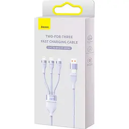 Кабель Baseus Flash Series Ⅱ 3-in-2 Cable USB+Type-C to MicroUSB+Lightning+Type-C 100W 1.2m CASS030105 Purple - мініатюра 6