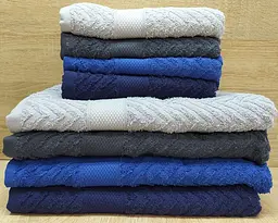 Набір турецьких махрових рушників Zeron 4 штуки 70х140 + 4 штуки 50х90 Zigzag Bordur