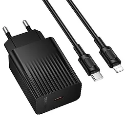 МЗП Borofone BAS73A Source PD20W (1USB-C) + кабель Type-C to Lightning Black - мініатюра 2