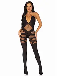Бодістокінг Leg Avenue Illusion halter bodystocking One size Black доступ - мініатюра 5