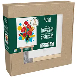 Картина за номерами, Колоски і маки , 15х20см, з мольбертом, ROSA START