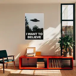 Інтер'єрна картина Цілком таємно, X-Files, I want to believe, НЛО, UFO, серіал, інтер'єрний постер, 85×60 см (id1578) - мініатюра 4