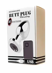 Анальна пробка з вібро Rechargeable Butt Plug USB 10 Functions - Silver Boss Series 22-00053 95514