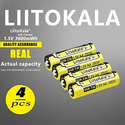Набір акумуляторів з 4 шт LiitoKala USB-T36 + USB Type-C кабель зарядки - мініатюра 4