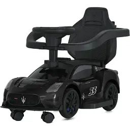 Дитяча каталка-толокар 2 в 1 Bambi M 5106-2 з батьківською ручкою чорний - мініатюра 4