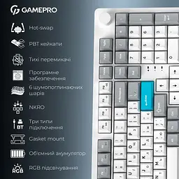 Клавіатура GamePro Asgard Drakkar Keychron Super Red Switch Wireless/Bluetooth/USB White бездротова (MK305WH) - мініатюра 13