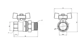 Кран кульовий Thermo Alliance "Американка" Standart 1" ВЗ прямий, латунь, PN40, метелик SD220NW25PN40 - мініатюра 3